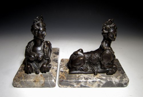 A pair of French Regence bronze sphinxes - Sculpture Style French Regence