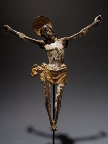 Christ gothique en bronze, Espagne XVe siècle - Art sacré, objets religieux Style Moyen Âge