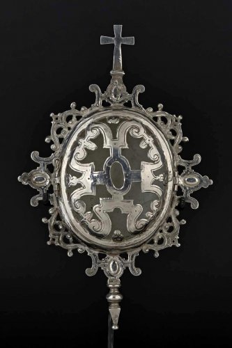 A Spanish silver reliquary medallion dedicated to Saint Erasmus, circa 1580