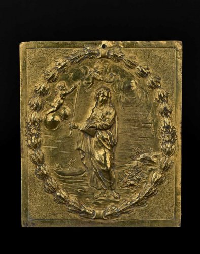 Religious Antiques  - A gilt bronze plaquette representing Saint Genevieve, XVIIIth century