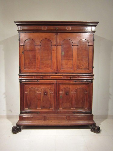 17th century - Spanish Baroque architectural cabinet on stand, 17th century