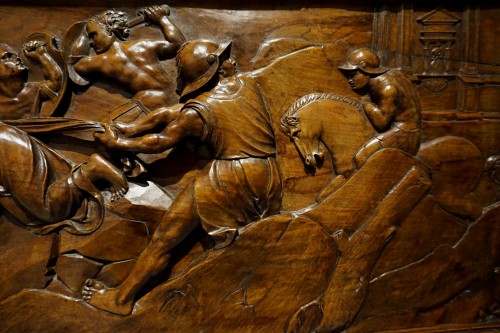 XVIe siècle et avant - Panneau Renaissance à sujet mythologique, bois sculpté , XVIe siècle
