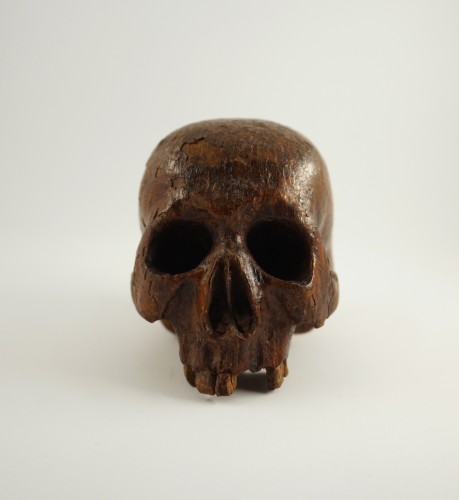 Memento Mori en bois polychrome, XVIIe siècle - Galerie Noël Ribes