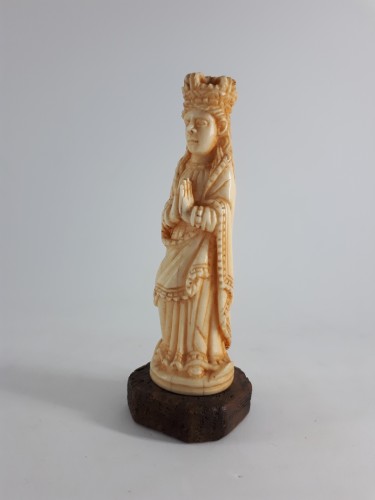 Indo-Portuguese miniature ivory figure of the Virgin, Goa, mid-XVIIIth cent - Religious Antiques Style 