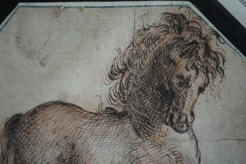 Tableaux et dessins Dessin, Aquarelle & Pastel - Étude de cheval - école italienne du XVIIe siècle