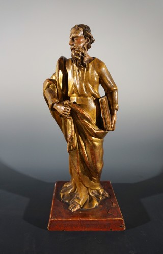 Saint Paul, bois doré et polycrome, XVIIè siècle - Sculpture Style 