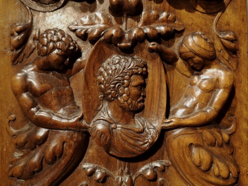 A pair of Renaissance walnut panel, early XVIth century - 