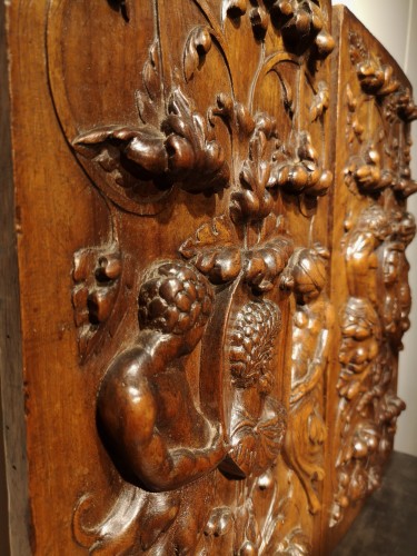  - A pair of Renaissance walnut panel, early XVIth century