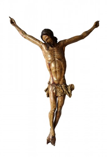 Christ baroque en bois polychrome, Italie du Nord XVIIe siècle