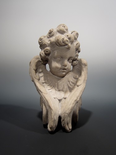 Sculpture  - Baroque marble bust of an angel, Italy, 17th century