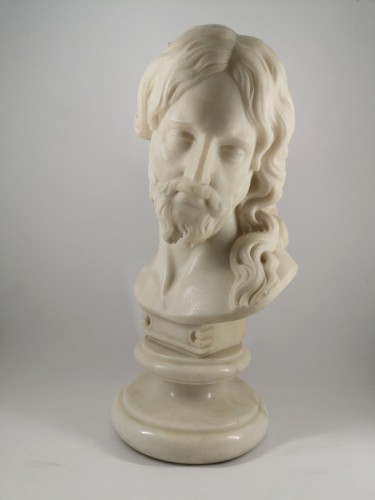 Bust of Christ in white marble, Italian School 18th century - Sculpture Style 