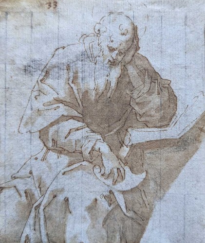 Saint Jérôme, dessin Renaissance d'école italienne vers 1550-1600