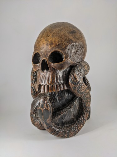 Carved and polychrome wood vanitas, 17th-18th century - Curiosities Style 