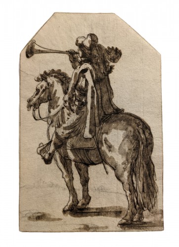 Étude de soldat à cheval, école italienne, XVIIème siècle