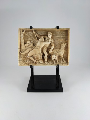 17th century - Venus and Adonis, ivory plaque after Titian, 17th century