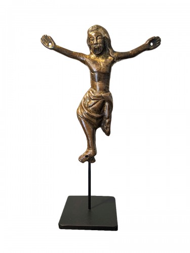 Gothic Christ in gilt bronze, 14th century