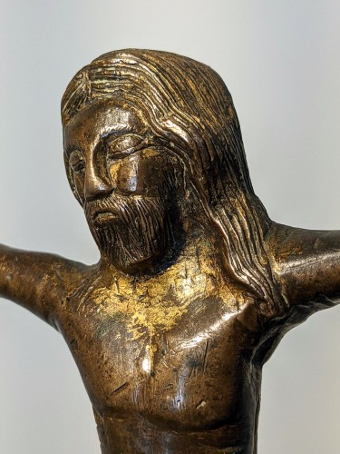 Gothic Christ in gilt bronze, 14th century - 