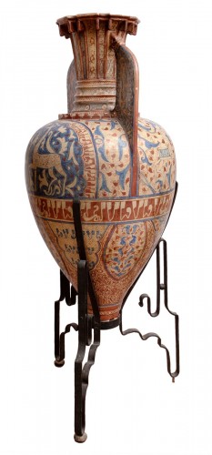 Huge Gazelles vase, hispano-moresque lusterware, Manises 19th century - 