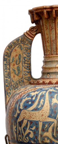 Années 50-60 - Grand vase des Gazelles, faience hispano-moresque, Manises 19e siècle