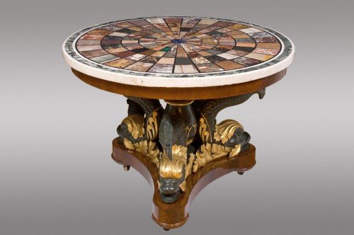 Middle table in marble signed in 1827 by the Atelier Romain Fratelli Blasi - Furniture Style Restauration - Charles X