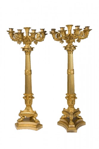 Pair of large candelabras with six lights from the Empire period