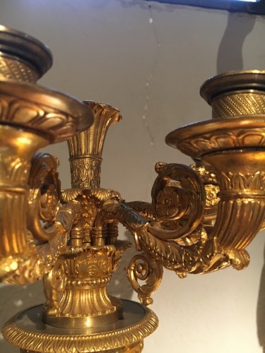 Pair of large candelabras with six lights from the Empire period - 