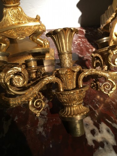 Empire - Pair of large candelabras with six lights from the Empire period