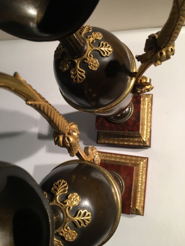 Pair of ewers in bronze, model of Ravrio - 