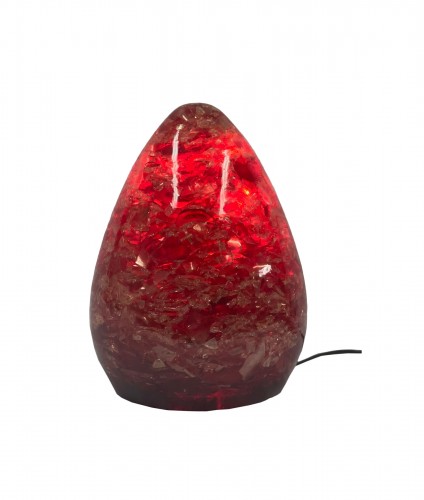 Red fractal resin lamp, France, 1970s