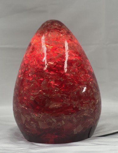 Lighting  - Red fractal resin lamp, France, 1970s