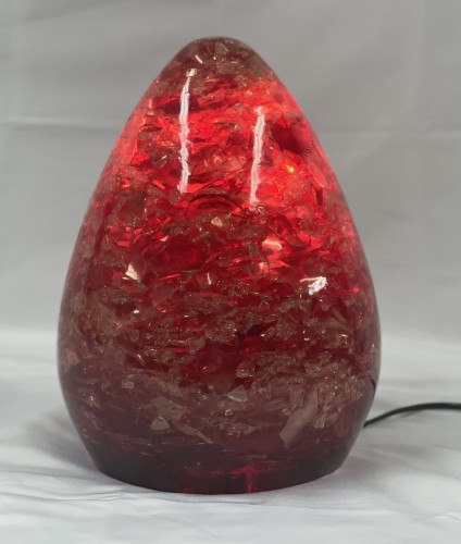 20th century - Red fractal resin lamp, France, 1970s