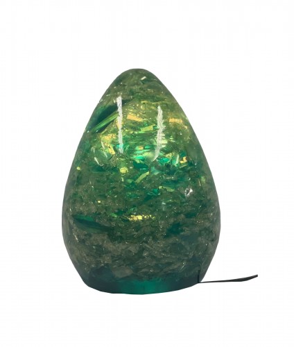 Green fractal resin lamp, France 1970s