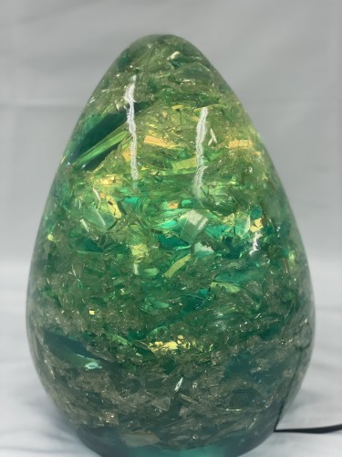 Lighting  - Green fractal resin lamp, France 1970s