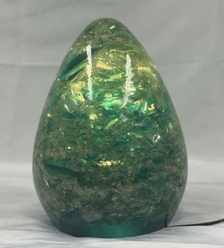 20th century - Green fractal resin lamp, France 1970s
