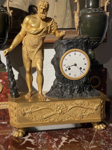 Horology  - Empire clock in gilded and patinated bronze