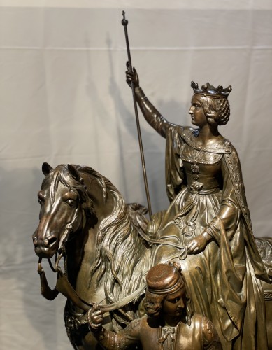Large bronze equestrian group of Queen Isabella - 