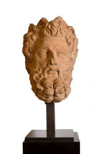 Grande tête en terre cuite représentant Zeus, 18e siècle