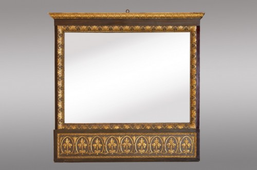 Miroir en bois sculpté peint et doré de style néoclassique - Miroirs, Trumeaux Style 