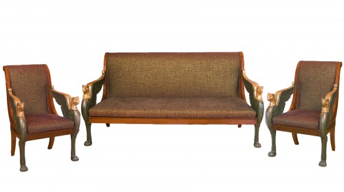Two mahogany armchairs and sofa from the Empire period