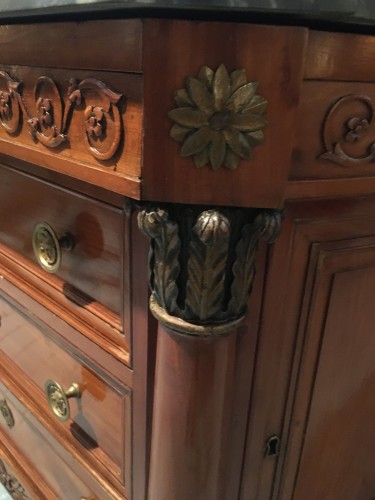 19th century - Empire chest of drawers in cherry wood with side door