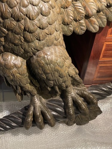 19th century - Carved and stuccoed wood eagle from the early 19th century