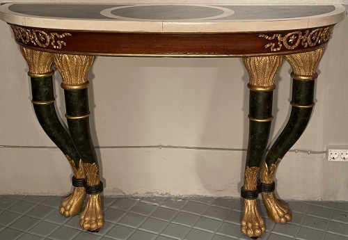 Paire de consoles Siciliennes du 19e siècle en bois doré et stuqué - Mobilier Style 