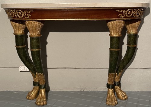 Furniture  - Pair of 19th century Sicilian consoles in gilded and stuccoed wood