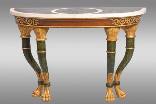 Furniture  - Pair of 19th century Sicilian consoles in gilded and stuccoed wood