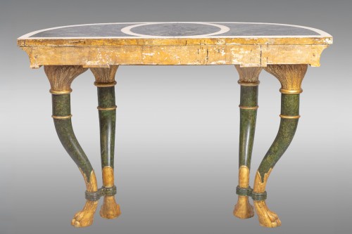 Pair of 19th century Sicilian consoles in gilded and stuccoed wood - 