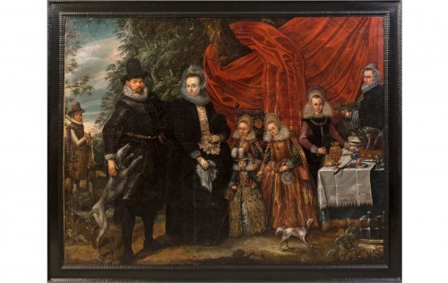 Portrait de une famille noble. Vers 1600 École Hollandaise