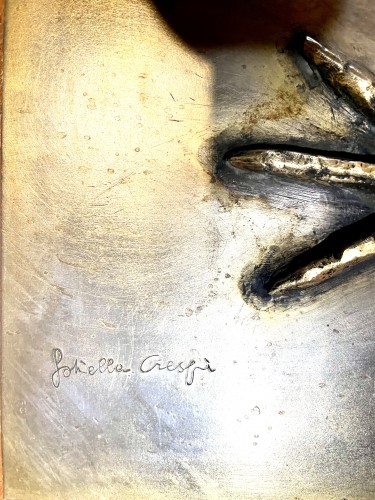 Antiquités - Gabriella Crespi (1922-2017) - Grand héron en bronze et verre de Murano