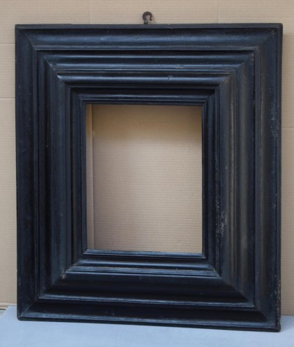 XVIIIe siècle - Miroir en bois noirci, Italie début du XVllle siècle