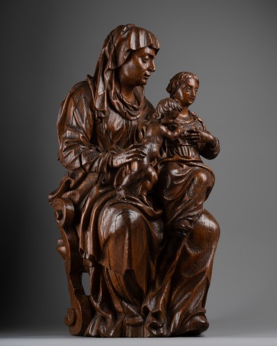 Sculpture Sculpture en Bois - Sainte Anne trinitaire en bois de chêne - Flandres fin XVIe siècle