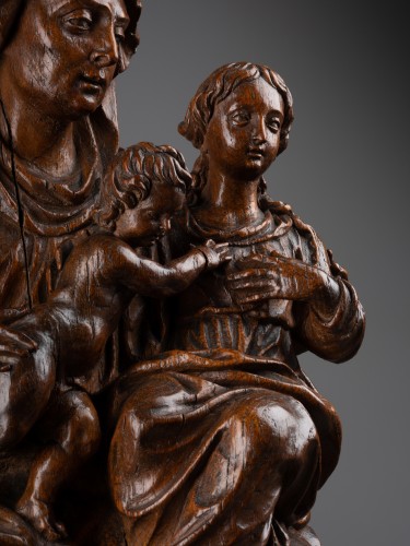 Sainte Anne trinitaire en bois de chêne - Flandres fin XVIe siècle - Galerie Alexandre Piatti